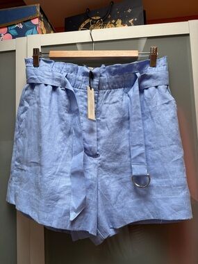 Banana Republic NWT Light Perriwinkle High-Waist Paperbag Linen Shorts